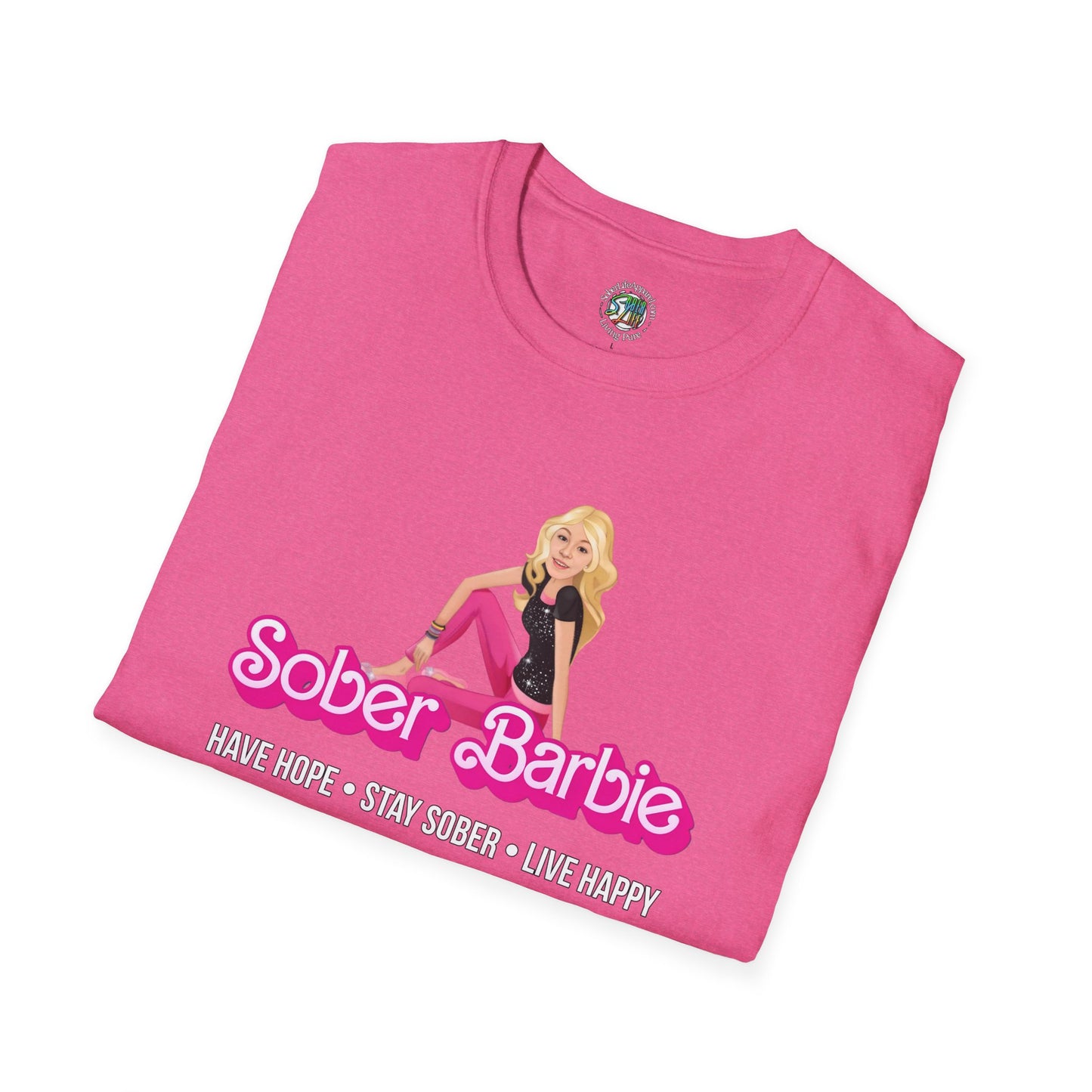 Sober Barbie Unisex Softstyle T-Shirt | Fun Recovery Apparel | Positive Vibes | Perfect for Parties, Gifts, Women's Events, Self-Care