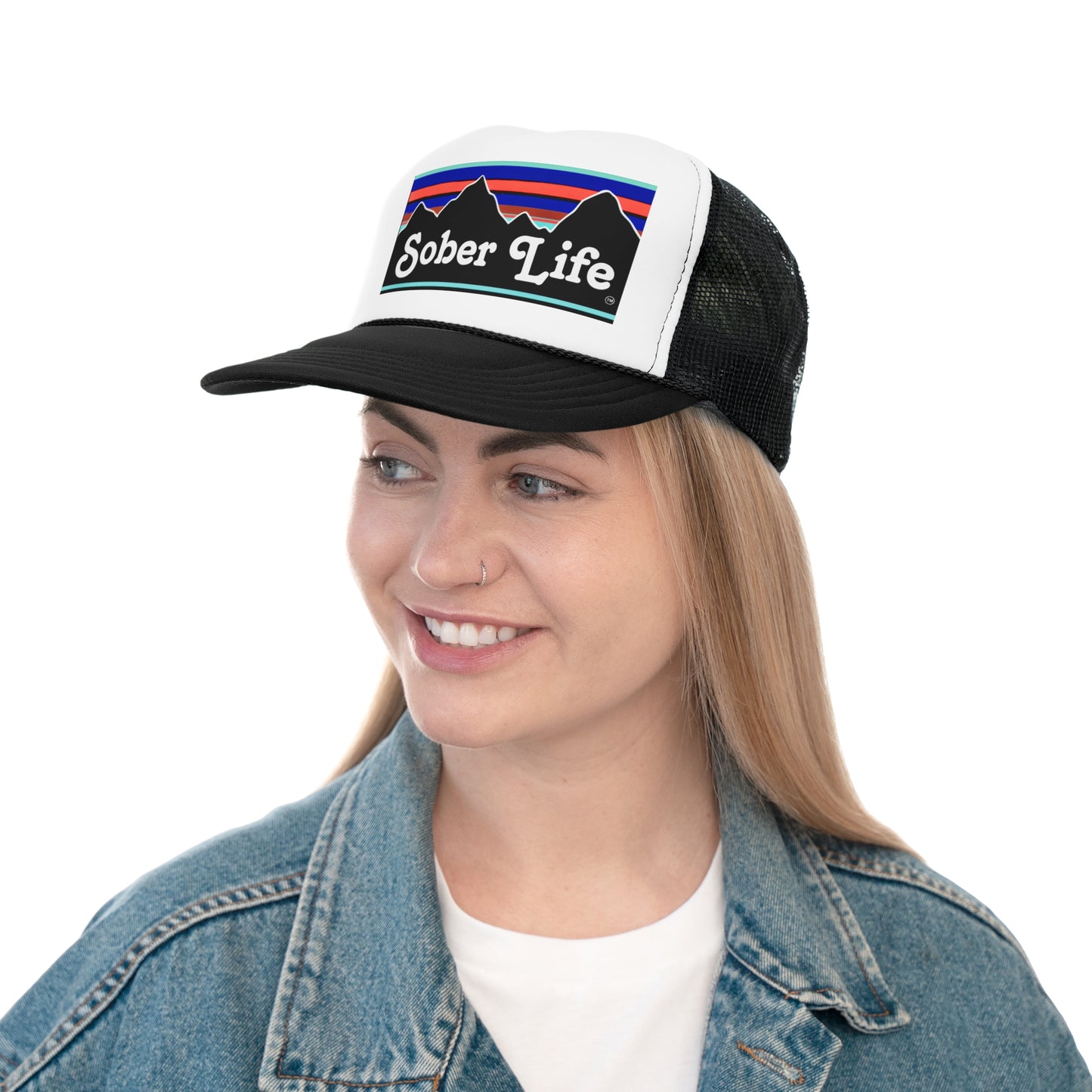 Sober Life Trucker Cap, Casual Outdoor Hat, Recovery Support Gift, Adjustable Snapback, Festival Essential