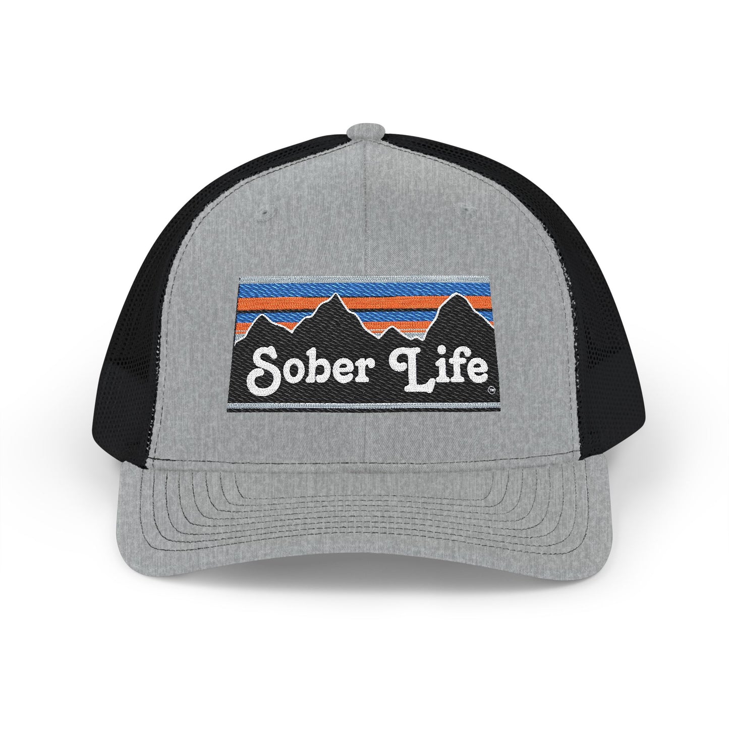 Sober Life Trucker Cap | Black Snapback Hat, Casual Accessories, Gift for Sobriety Support, Outdoor Activities, Mountain Theme