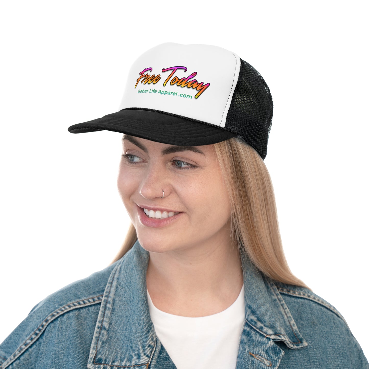 Vibrant Sober Life Trucker Cap, Motivational Hat for Recovery, Free Today Cap, Gift for Sobriety, Summer Cap, Outdoor Hat