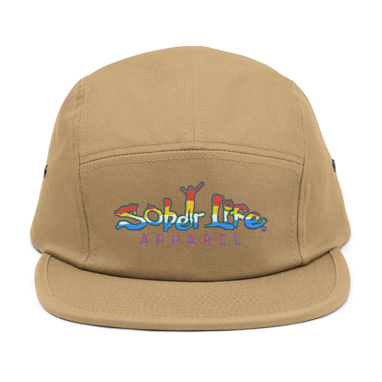 Sober Life 5 Panel Cap, Embroidered Cap for Recovery, Conscious Living Hat, Streetwear Accessory, Gift for Sobriety Celebrations