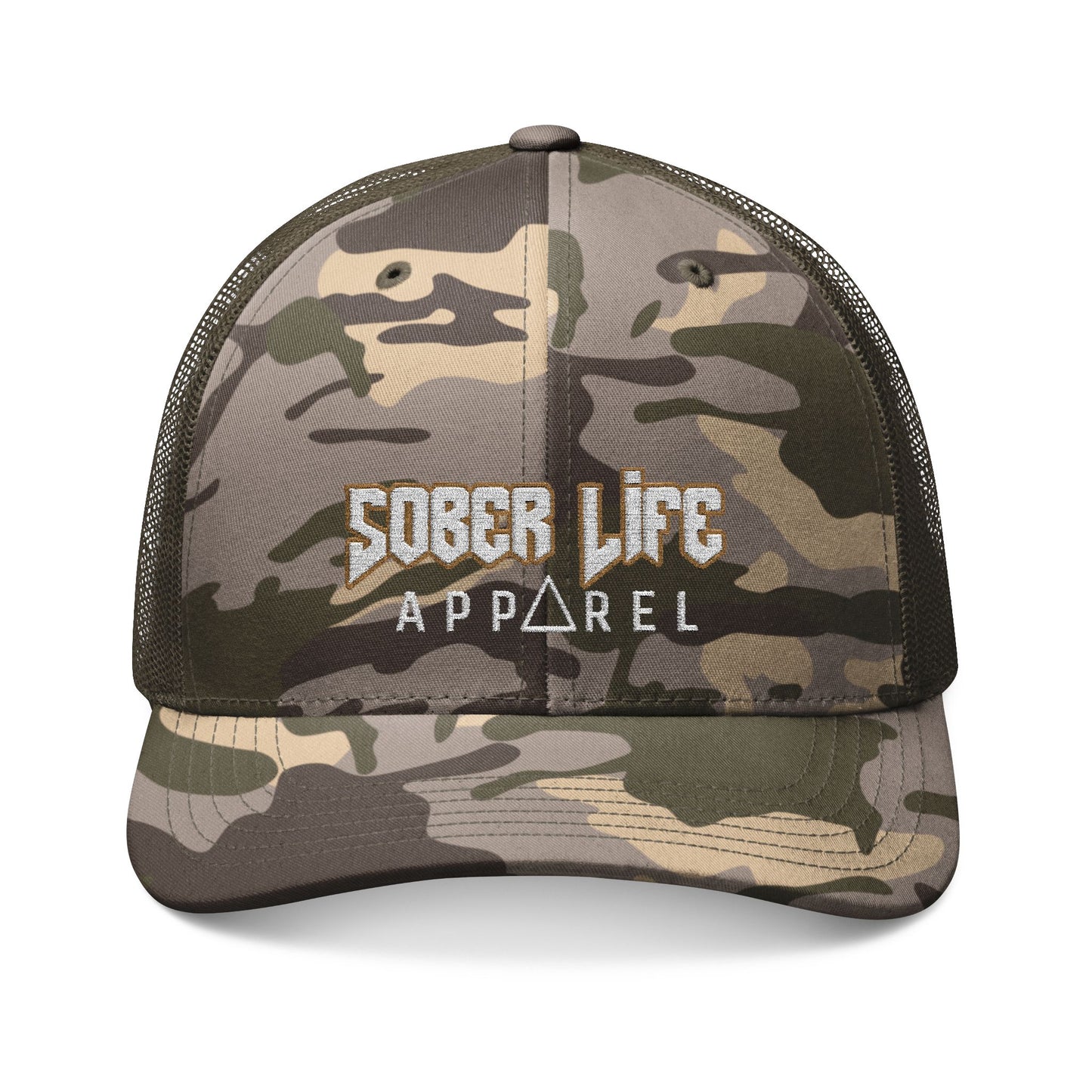 Sober Life Camouflage Trucker Hat | Outdoor Style, Gift for Military Fans, Casual Wear, Embroidered Hat, Summer Accessory