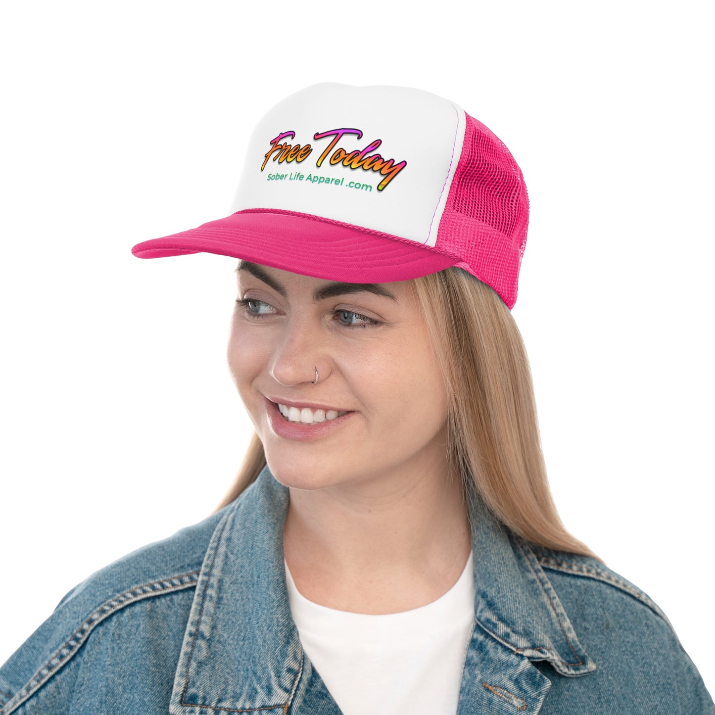 Vibrant Sober Life Trucker Cap, Motivational Hat for Recovery, Free Today Cap, Gift for Sobriety, Summer Cap, Outdoor Hat